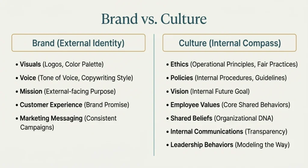 Travel agency branding and culture COMPARISON GRAPHIC